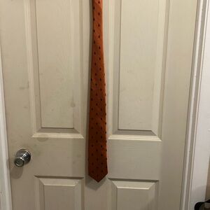 Scott Allan Orange Tie with Black Fleur-de-Lis